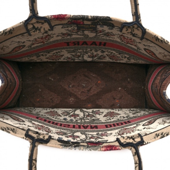 CHRISTIAN DIOR Canvas Embroidered Large Broderie Dior Flowers Book Tote Multic - Picture 5 of 11